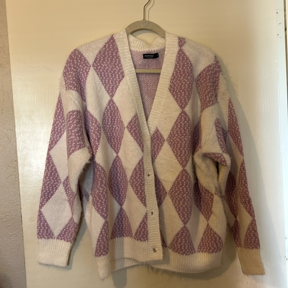 Purple white sweater
